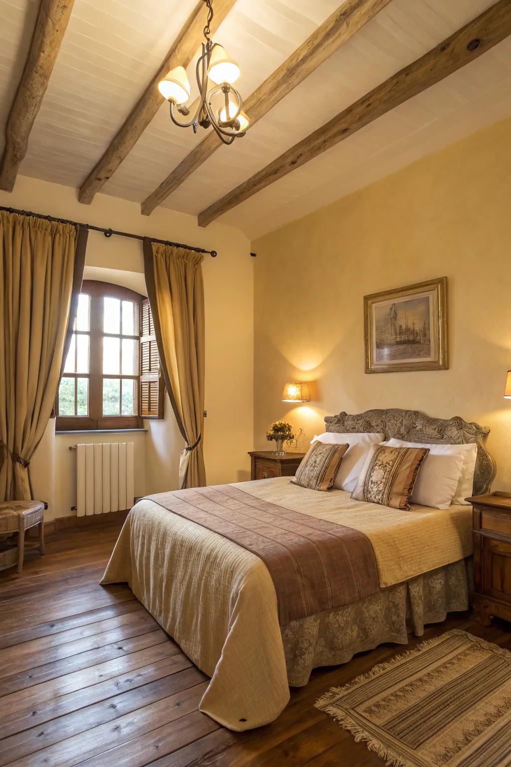 Warm earthy tones paired with cream for a cozy feel