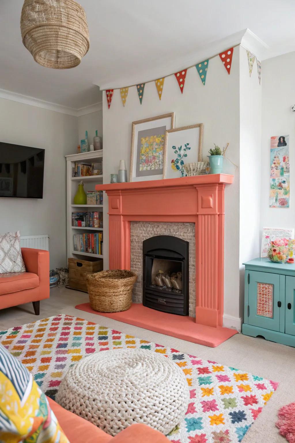 Coral fireplace infusing energy and creativity.