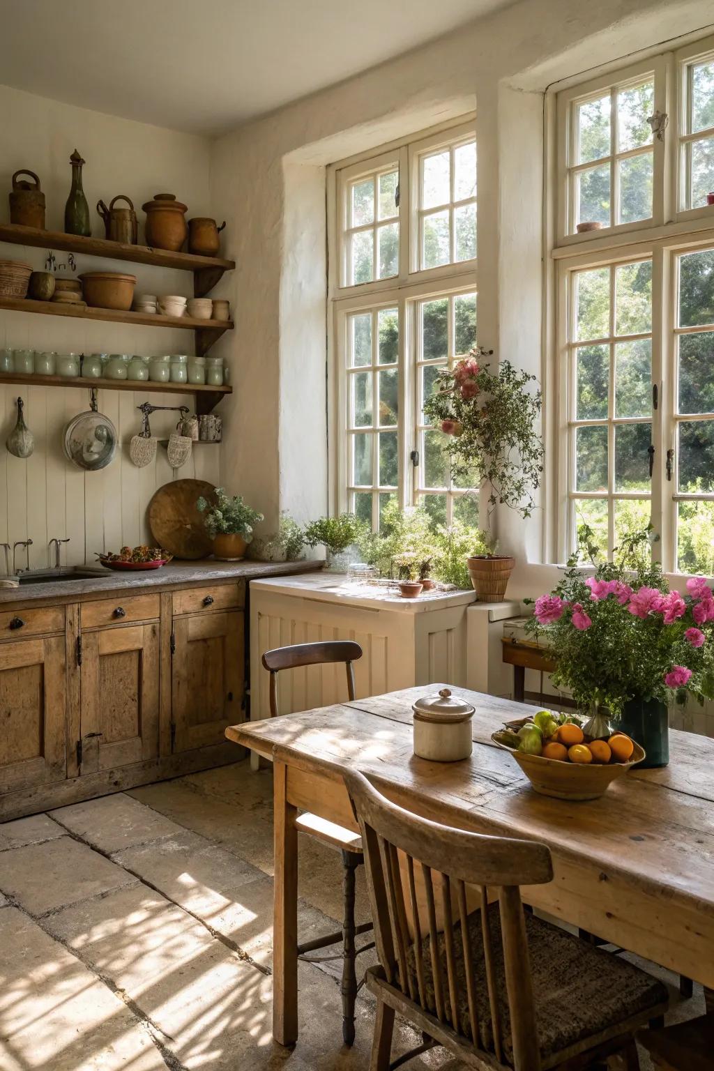 Natural sunlight brightens and enlarges small kitchens.