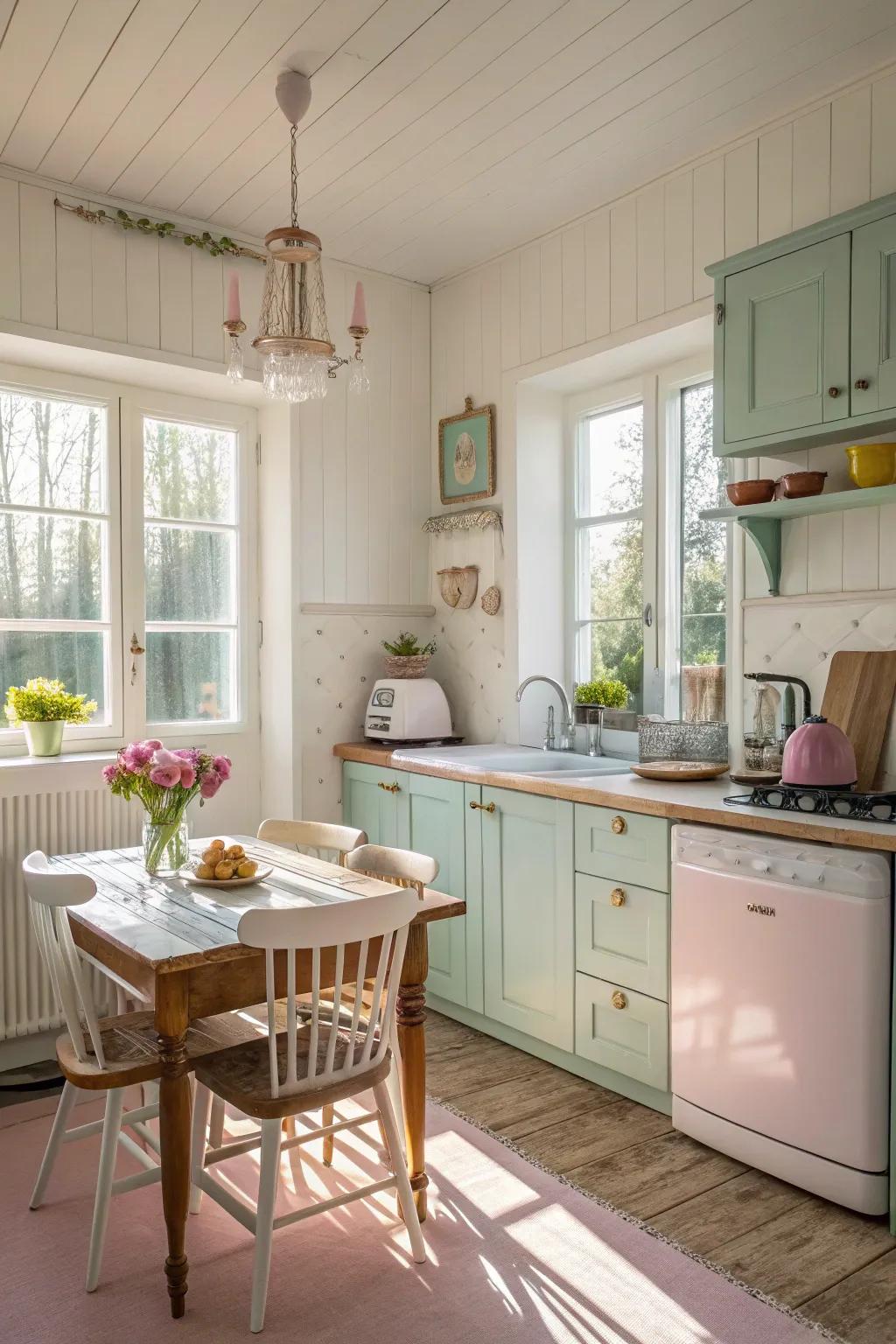 Light color palettes create an open, welcoming kitchen.