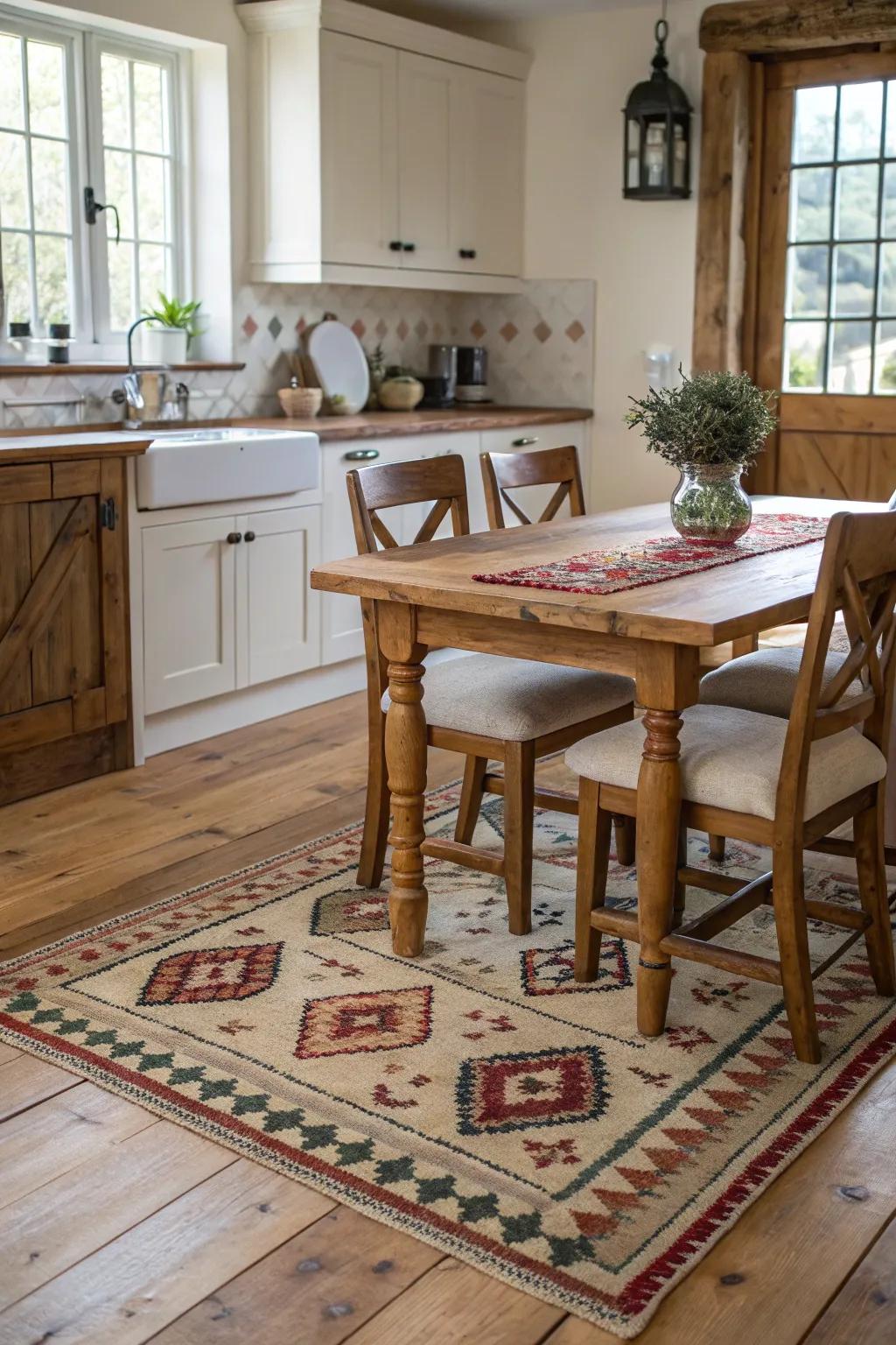 Soft textiles add comfort and warmth to kitchens.
