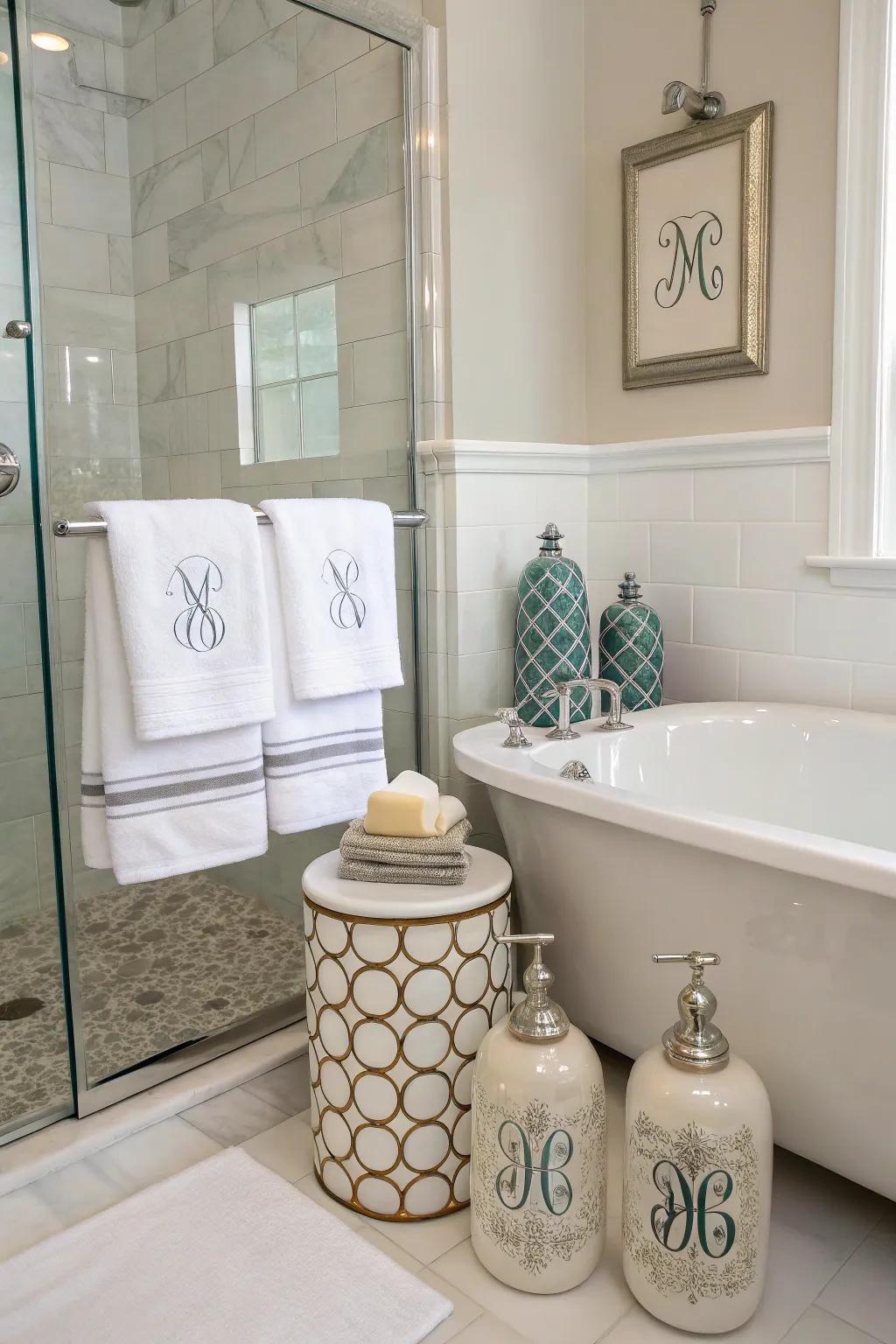 Personalized bathroom accessories that add a unique flair.