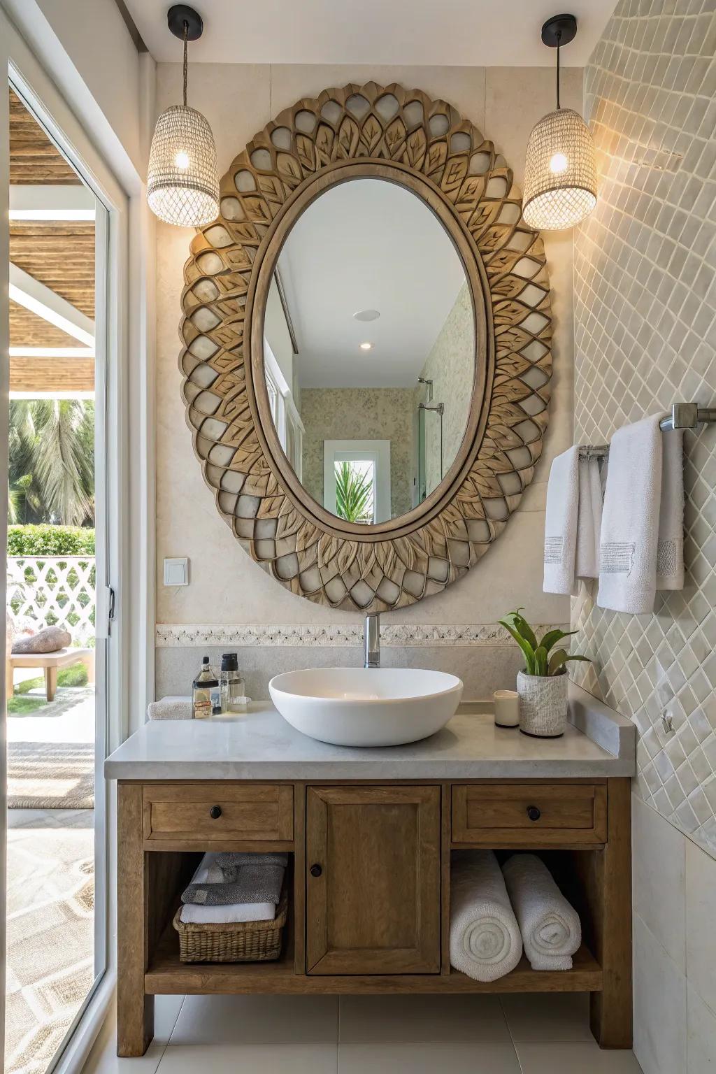 Decorative mirrors that serve as both practical and artistic elements.
