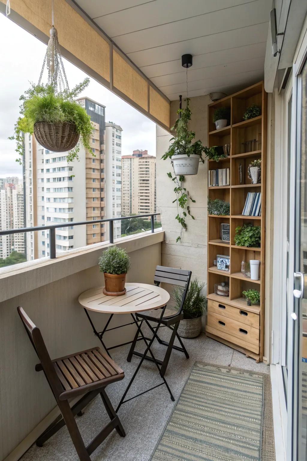 Multi-functional furniture maximizes small spaces.