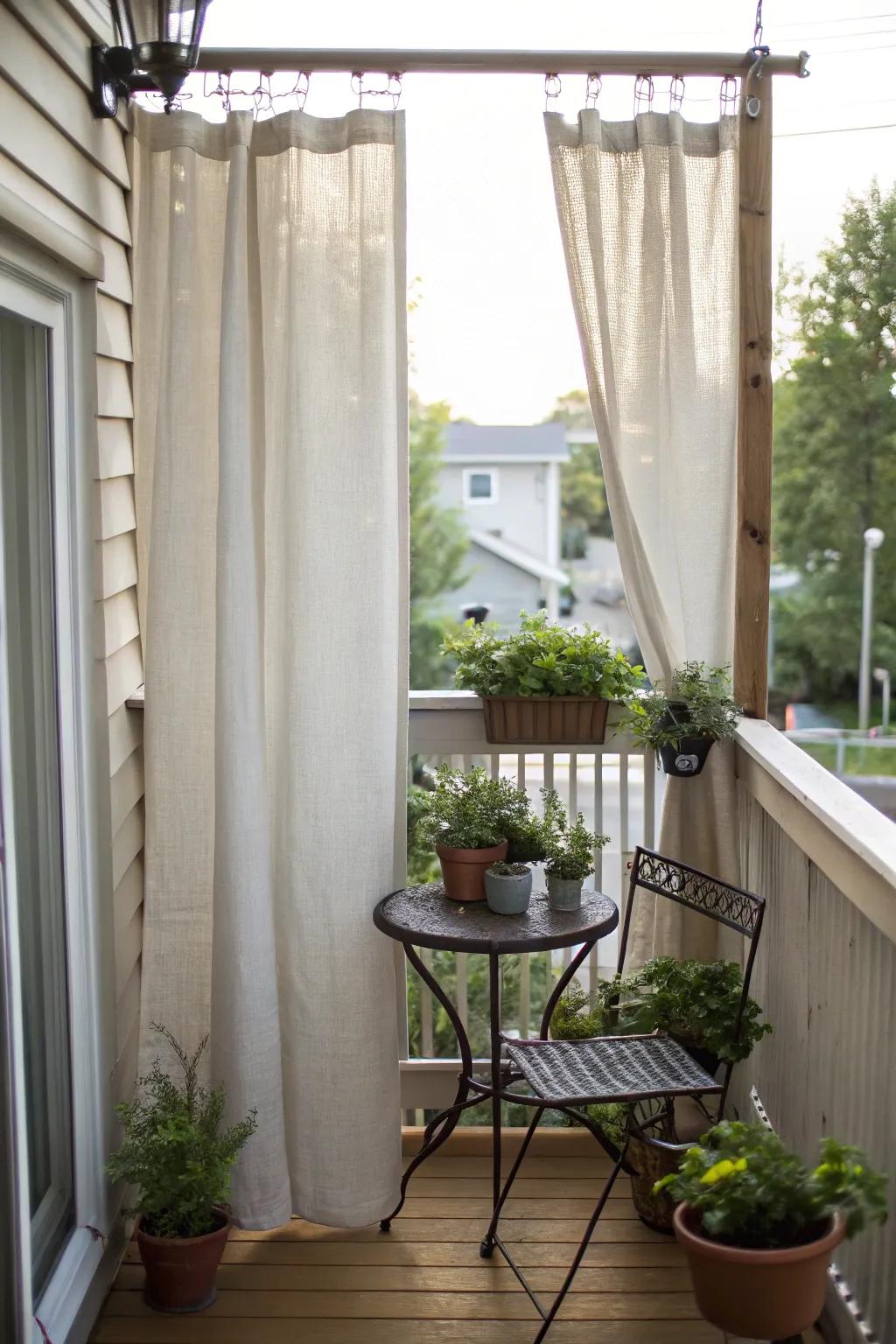 DIY curtains add privacy and style.