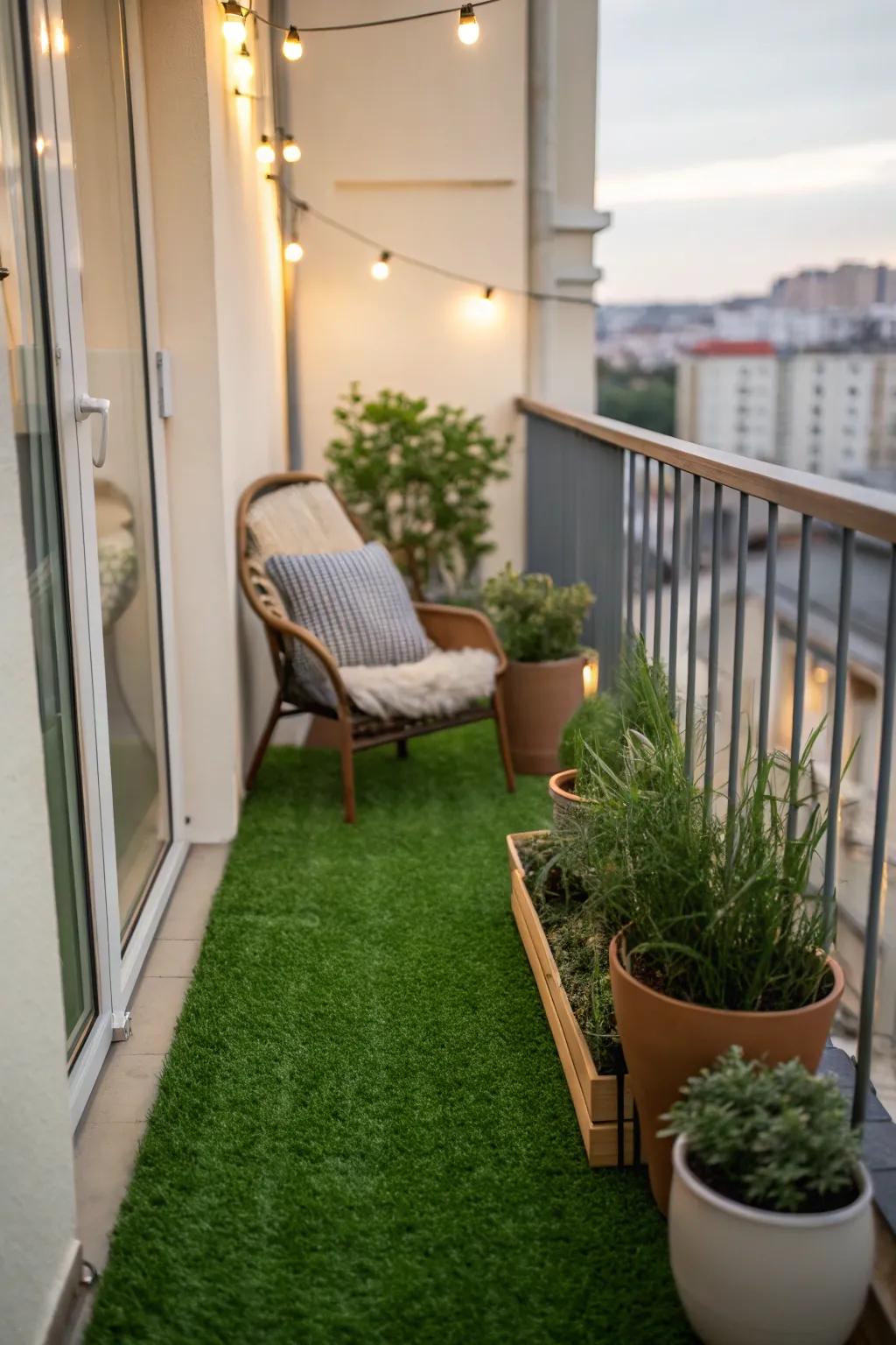 Artificial turf adds green without the hassle.