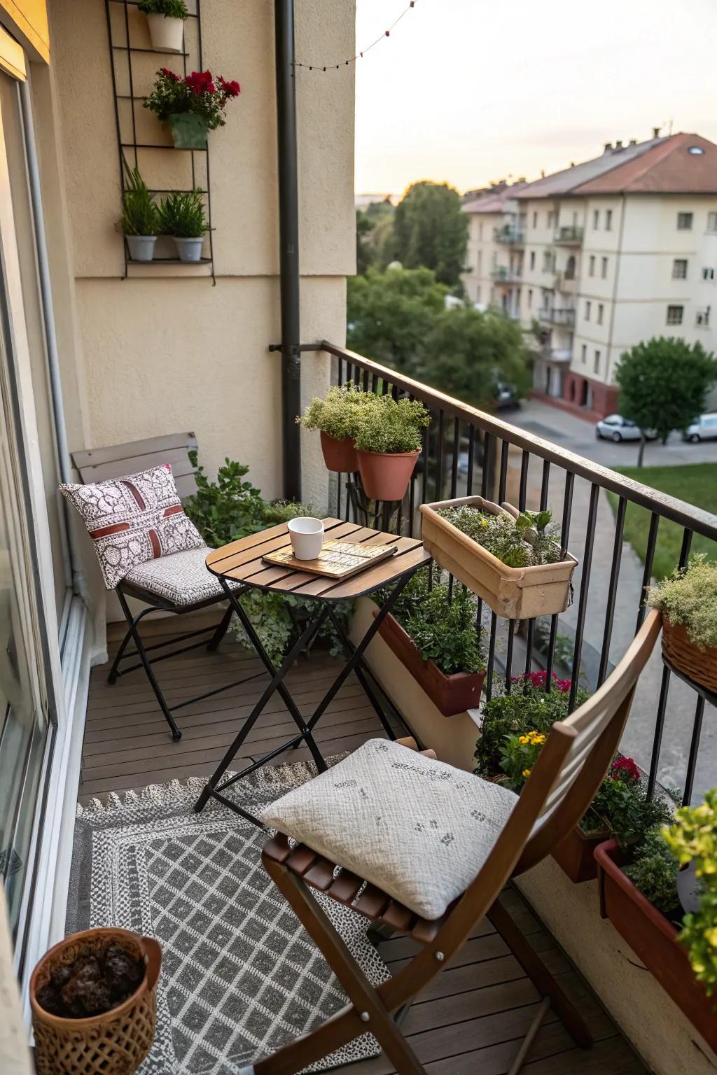 Folding tables offer flexibility in small spaces.