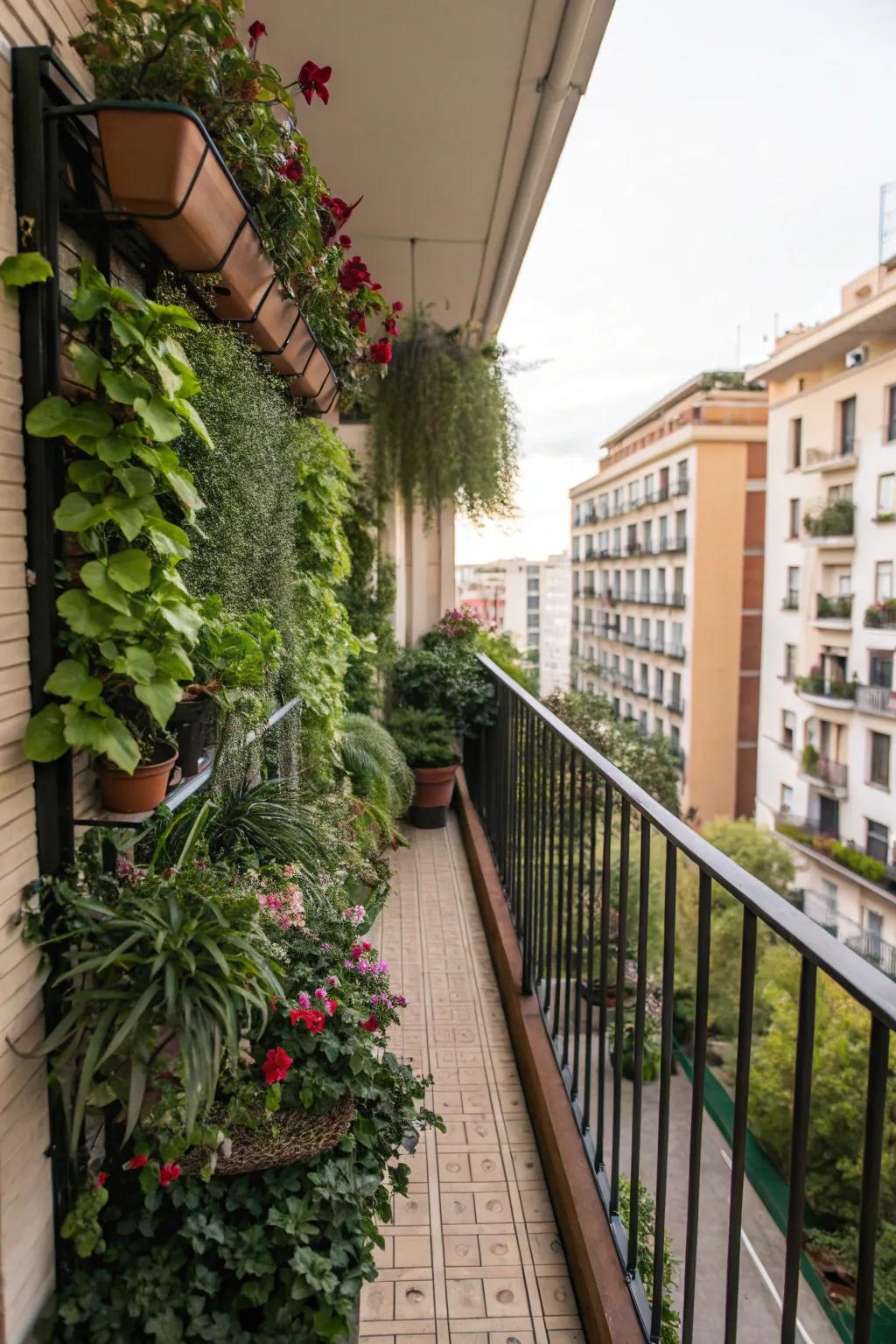 Vertical gardens bring life to small spaces.
