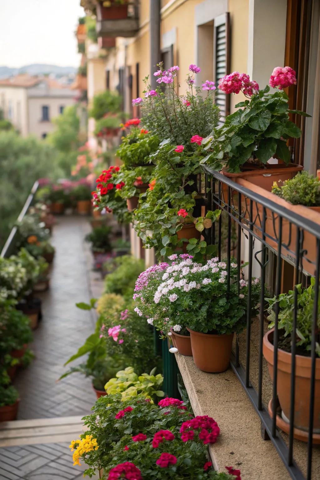 A variety of potted plants create a lush atmosphere.