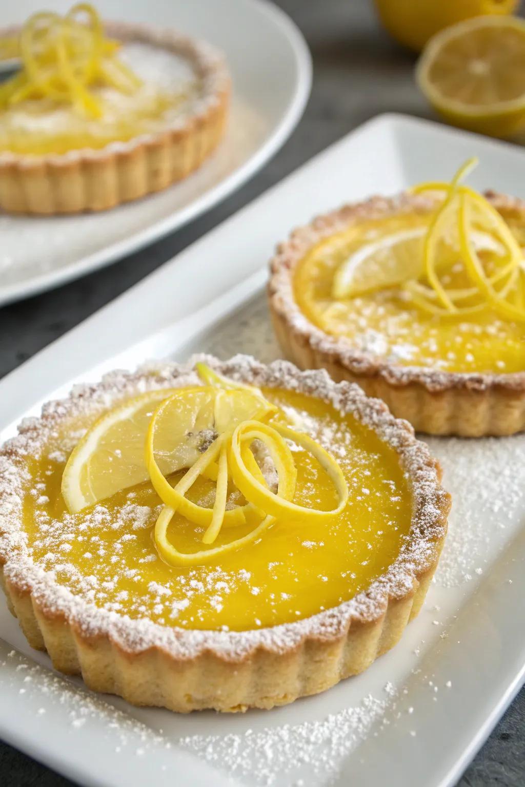Bright and tangy lemon tarts with a crisp crust.