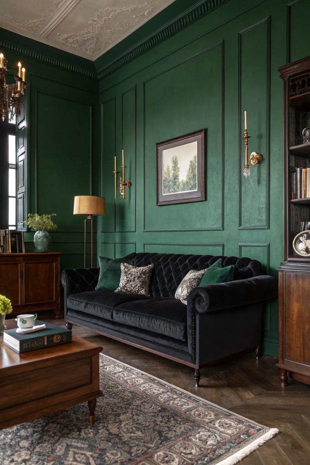Deep colors create a refined gothic backdrop.