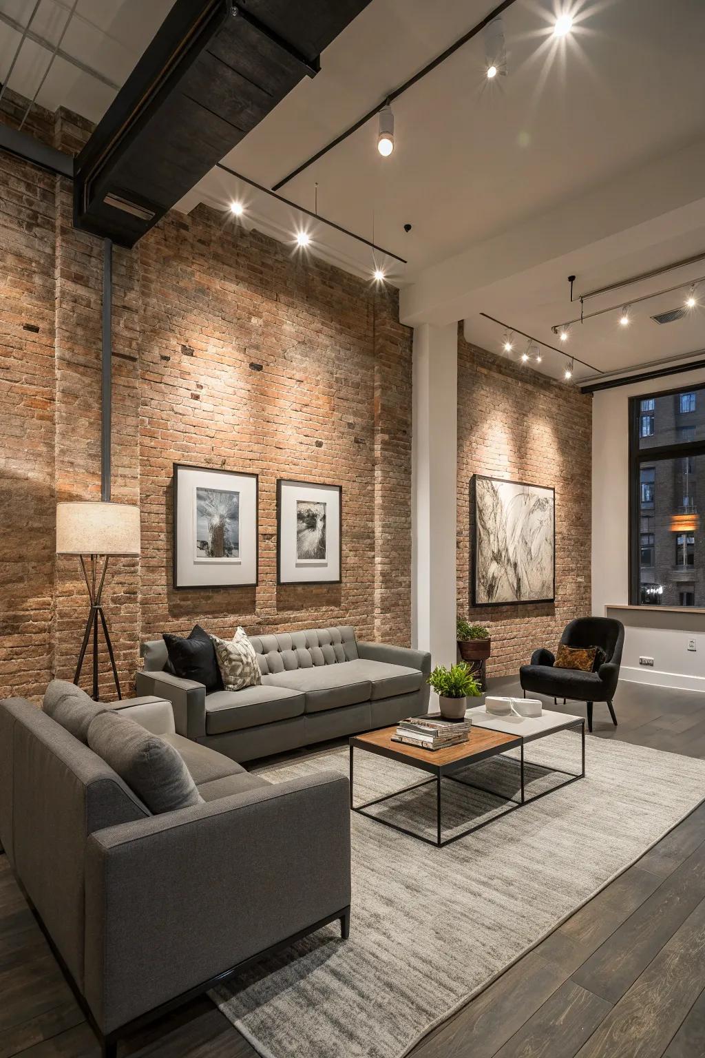 Faux brick panels offer style without the hassle.