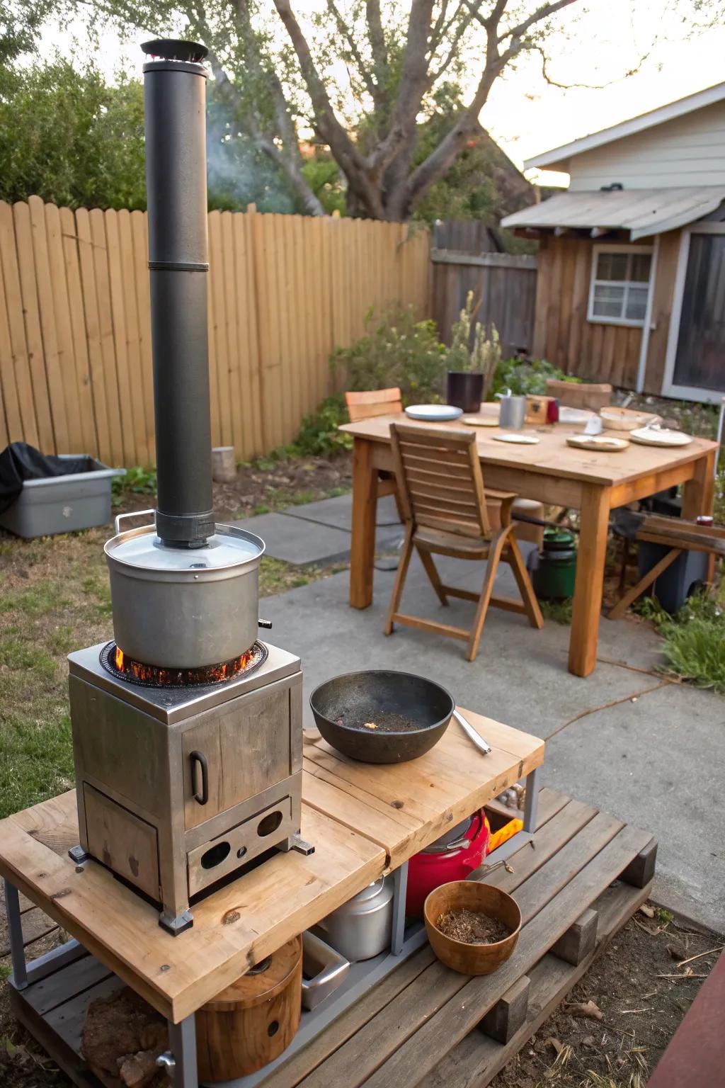Rocket stoves provide eco-friendly and efficient cooking solutions.