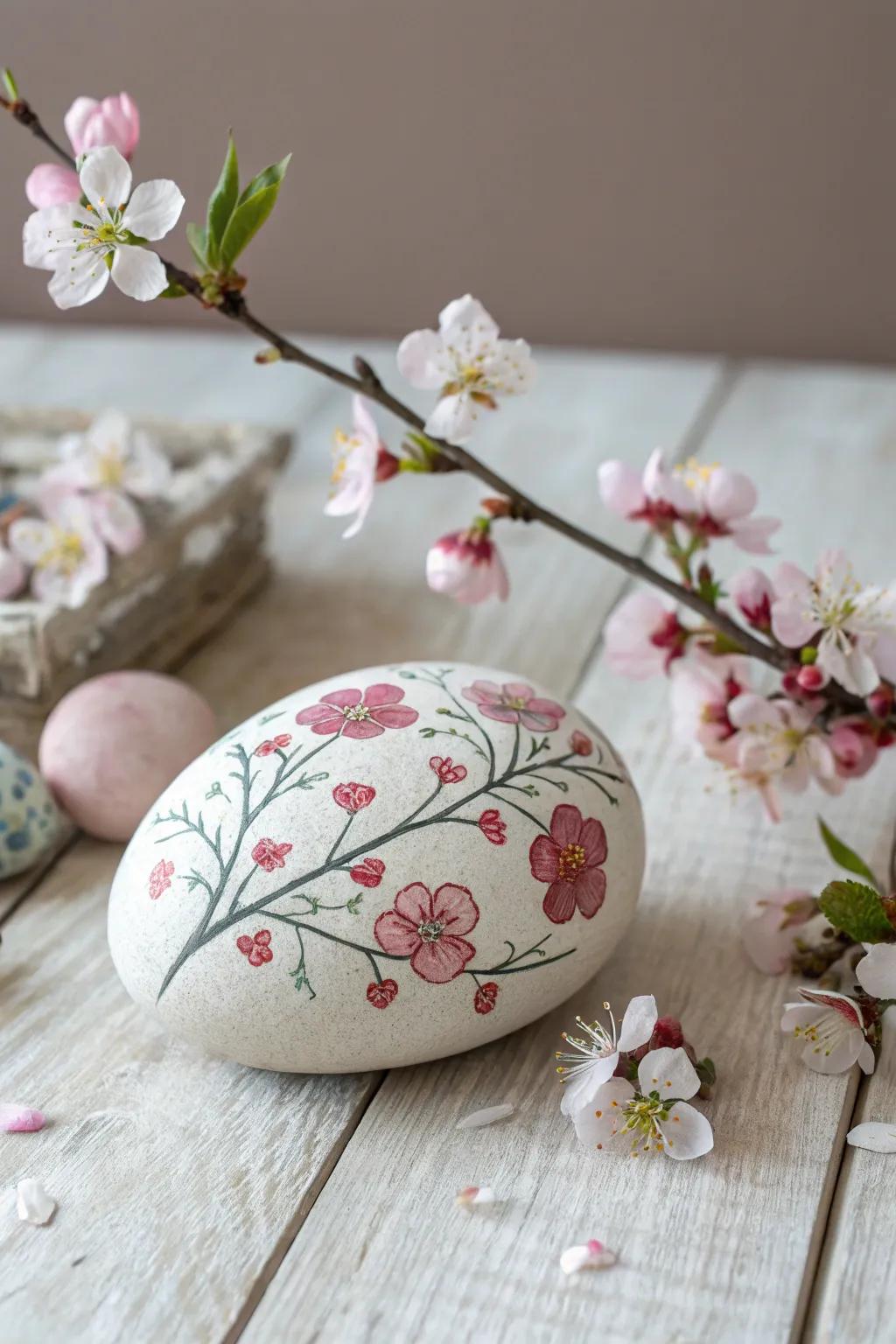 Capture the essence of the season with hand-painted rocks featuring seasonal motifs like blossoms and sunshine.