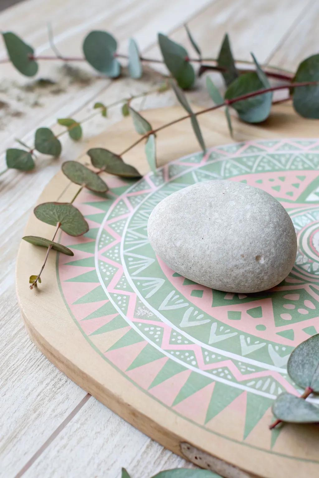 Add a contemporary edge to your Mother's Day gift with geometric rock painting inspired by Scandinavian style.