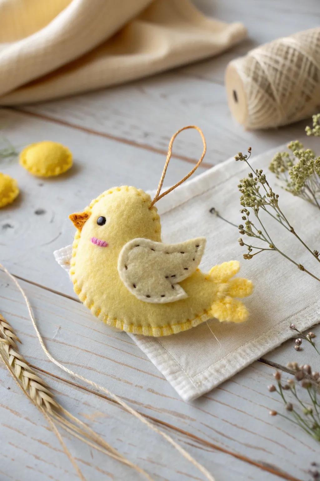 Celebrate Easter with sweet handmade felt chick decorations that add a minimalist charm.