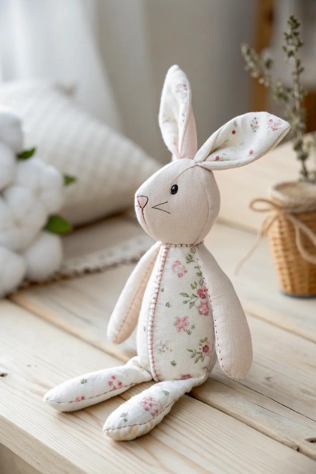 Hand-sewn stuffed bunny plushies make perfect Easter gifts and cuddly companions.