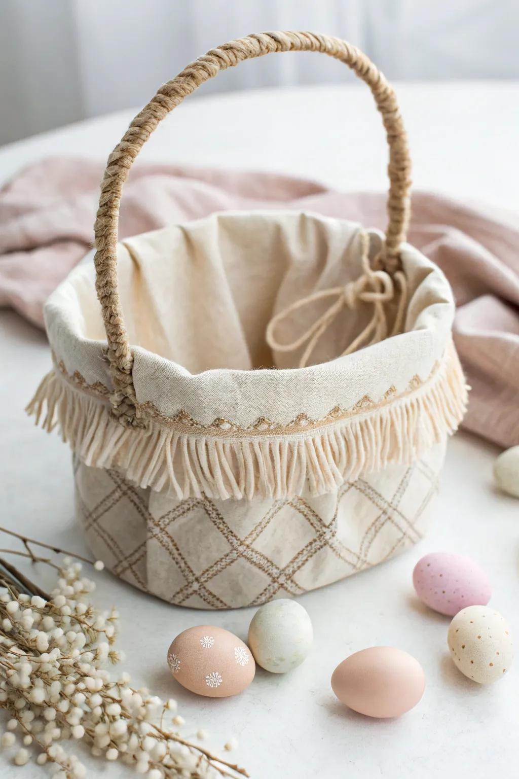Elevate your Easter celebrations with reusable, handmade fabric baskets full of charm.