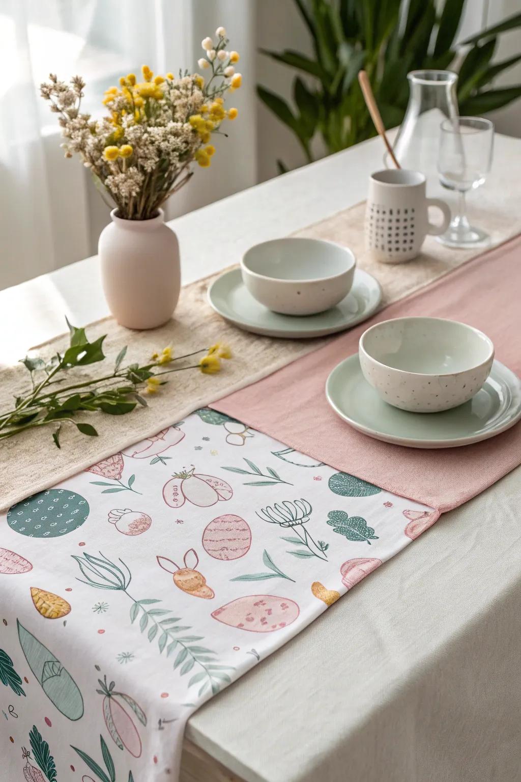 Enhance your Easter dining experience with reversible placemats that combine festive prints and minimalist elegance.