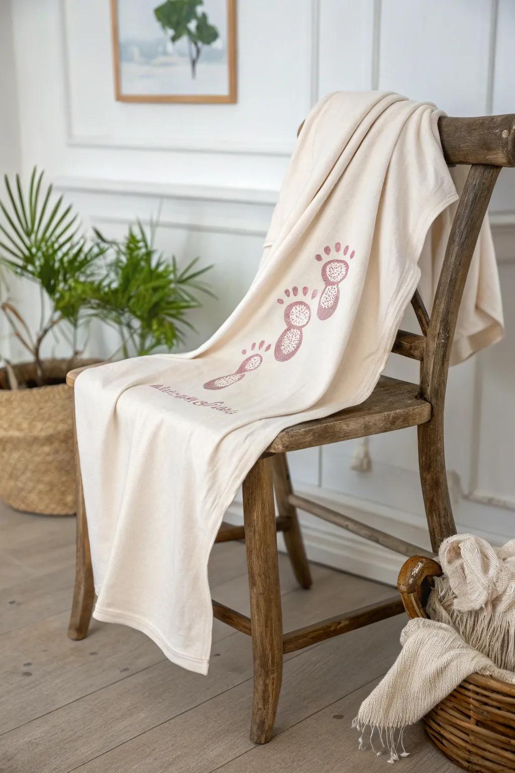 Playful and elegant footprint t-shirt celebrating your baby's first steps.