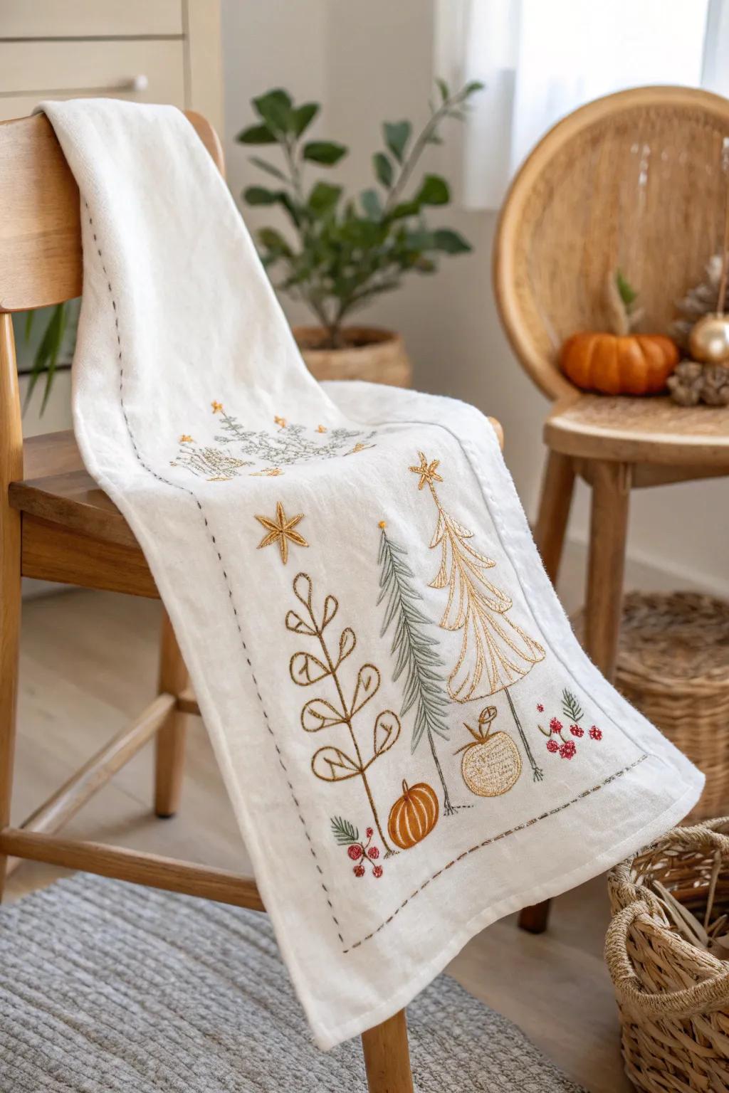 Celebrate holidays with festive embroidered designs on baby essentials.