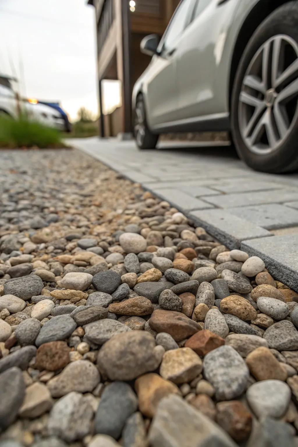 Gravel offers a budget-friendly and attractive parking surface option.