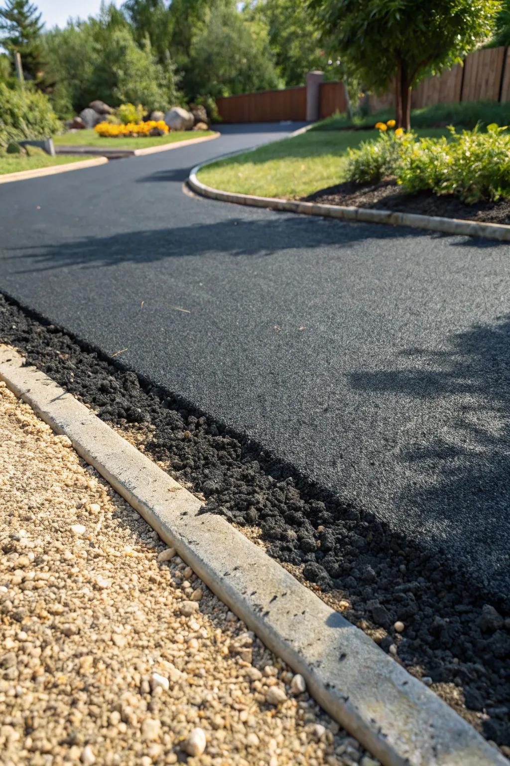 Tar and chip surfaces combine the look of gravel with asphalt's durability.