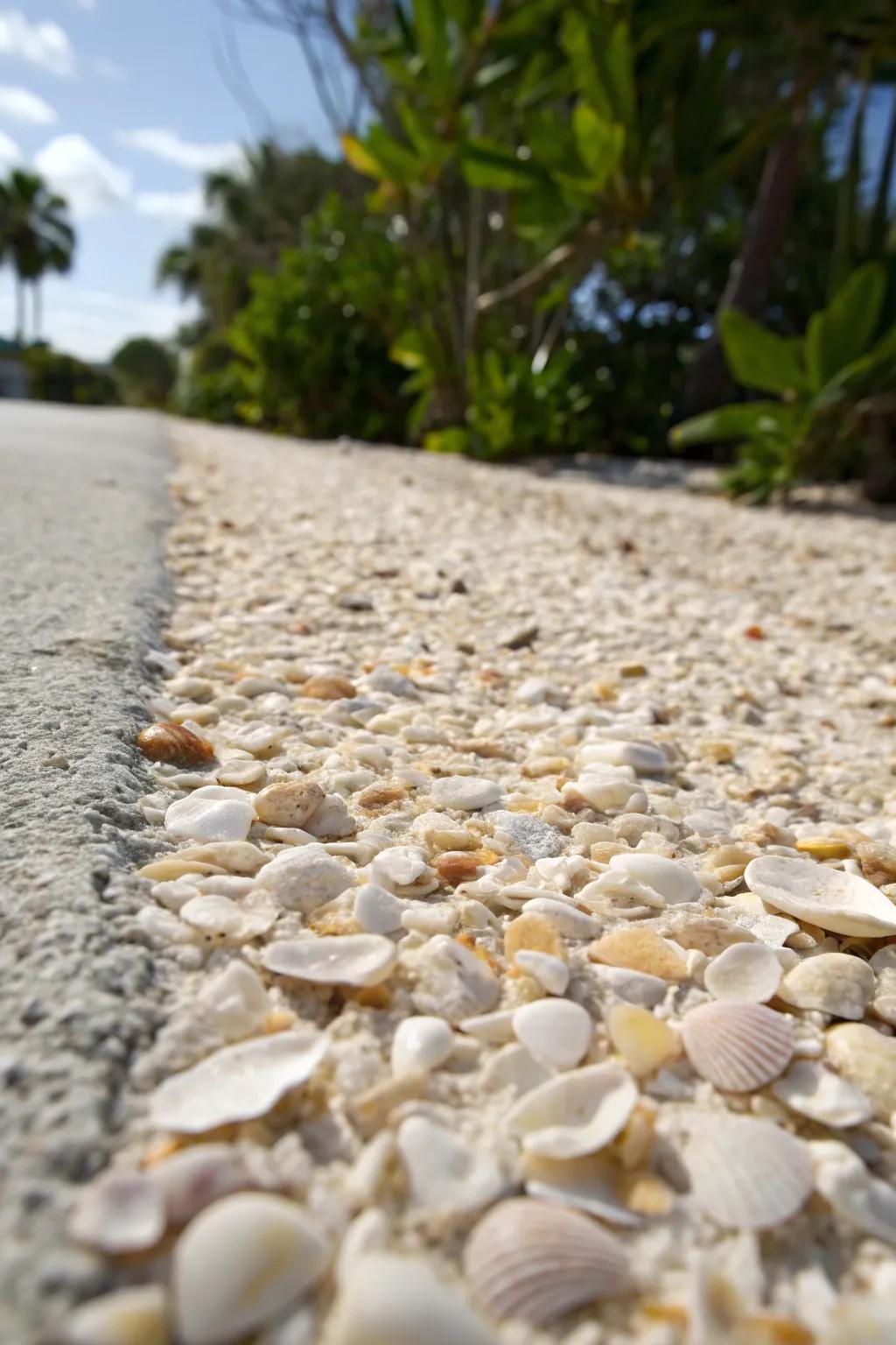Shell driveways add a coastal, sustainable touch to your parking area.