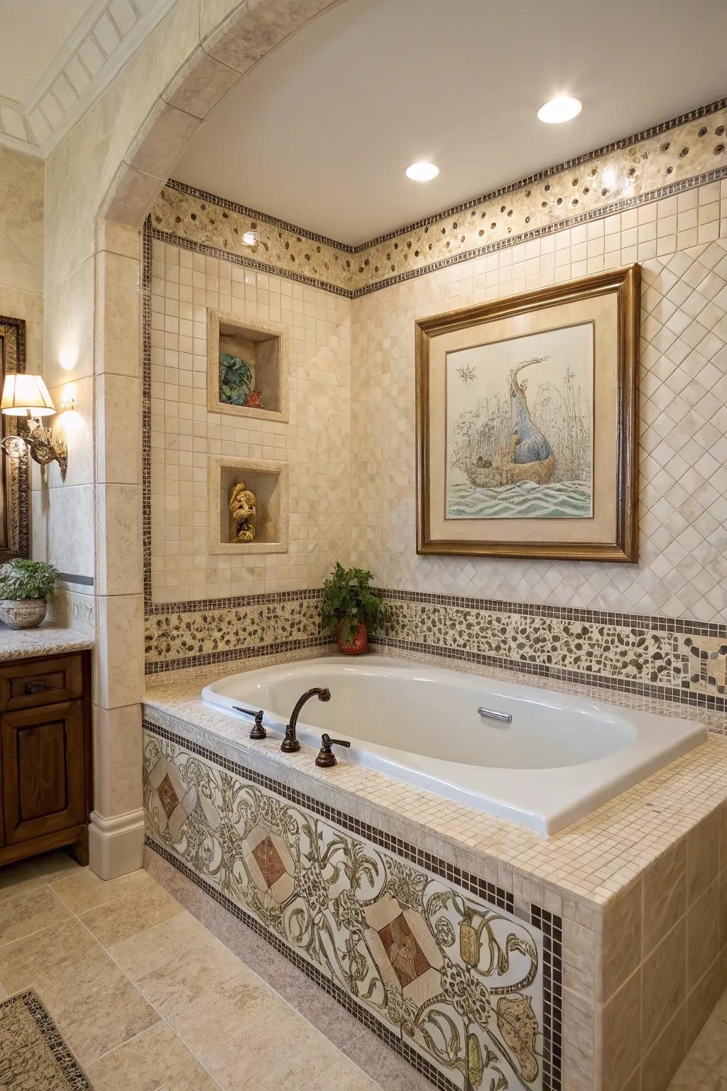 Mosaic tiles turn your tub surround into art.