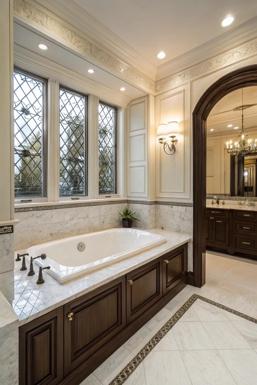 Built-in tubs provide a polished and cohesive look.