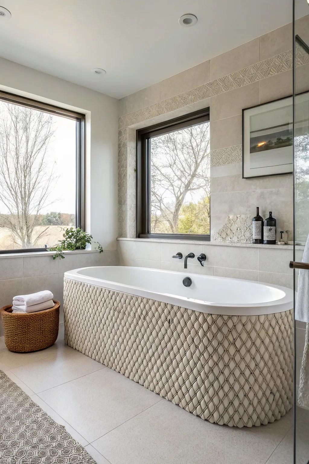 Textured tiles add depth and sophistication.