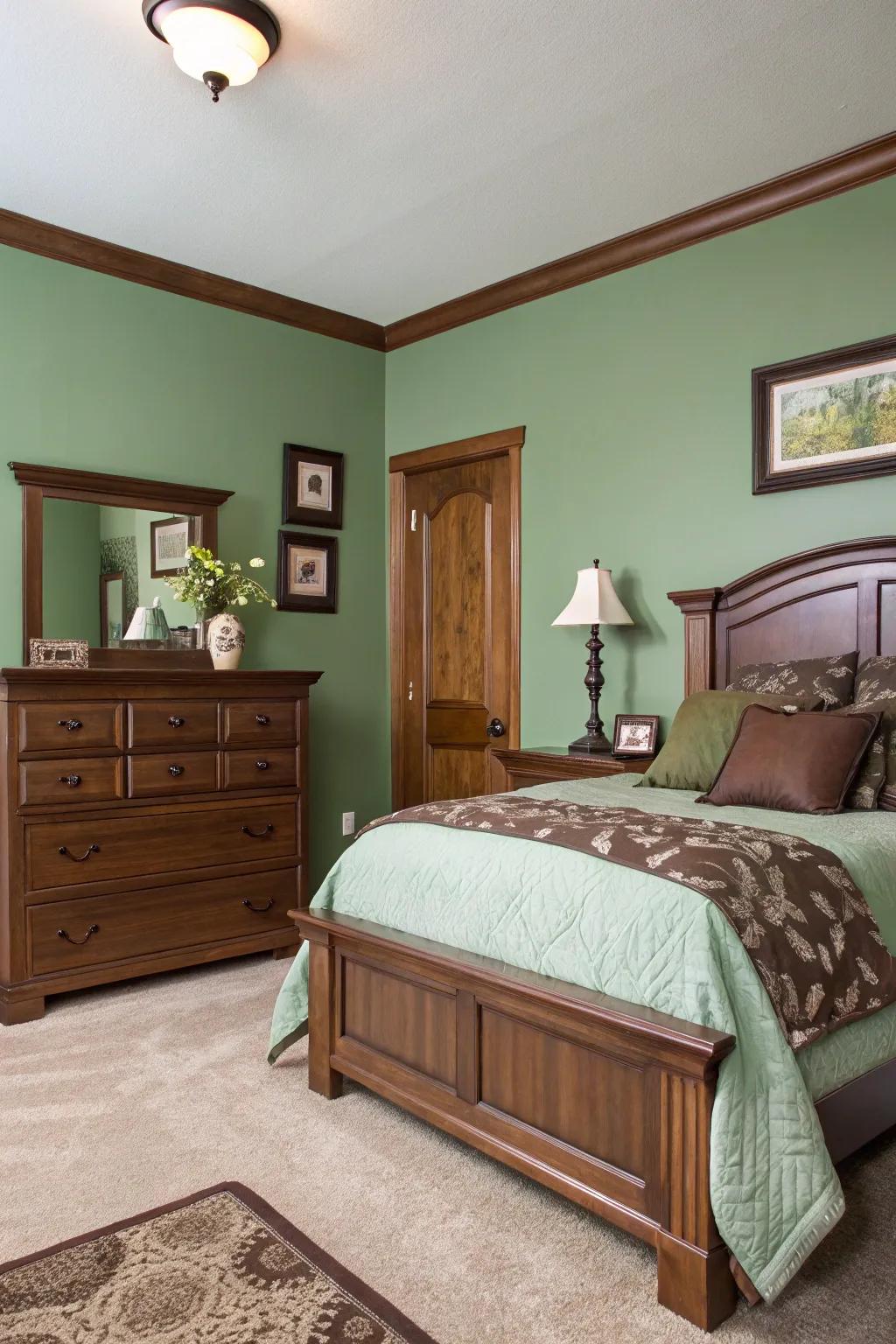 Earthy tones creating a warm bedroom atmosphere