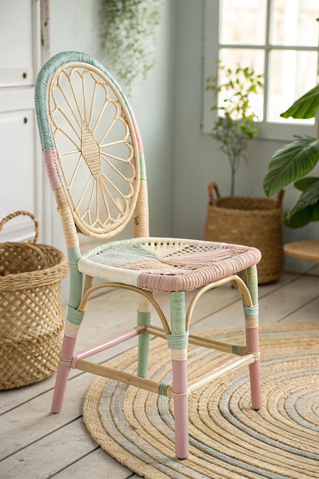 Two-tone wicker furniture showcasing artistic flair and craftsmanship.