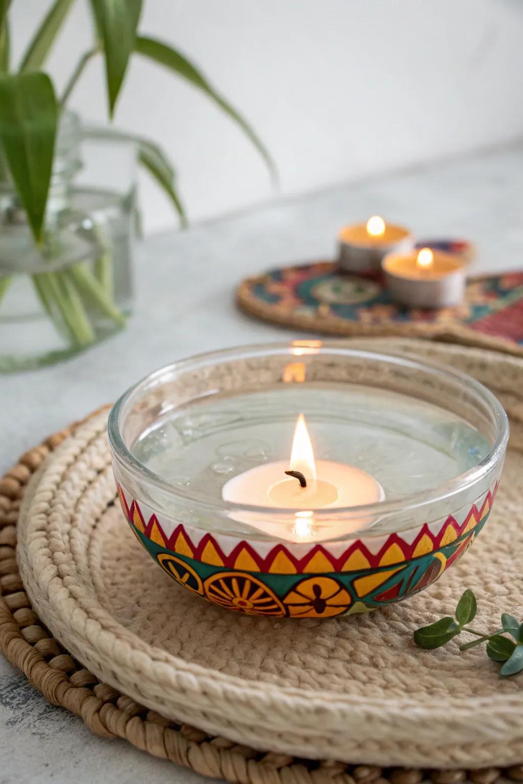 Create stunning floating diya displays with waterproof painted edges.
