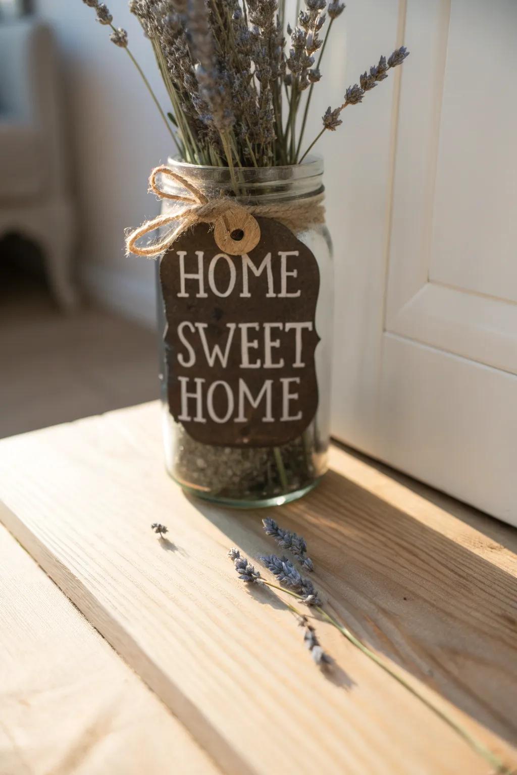 Celebrate the comfort of home with a classic mason jar sign