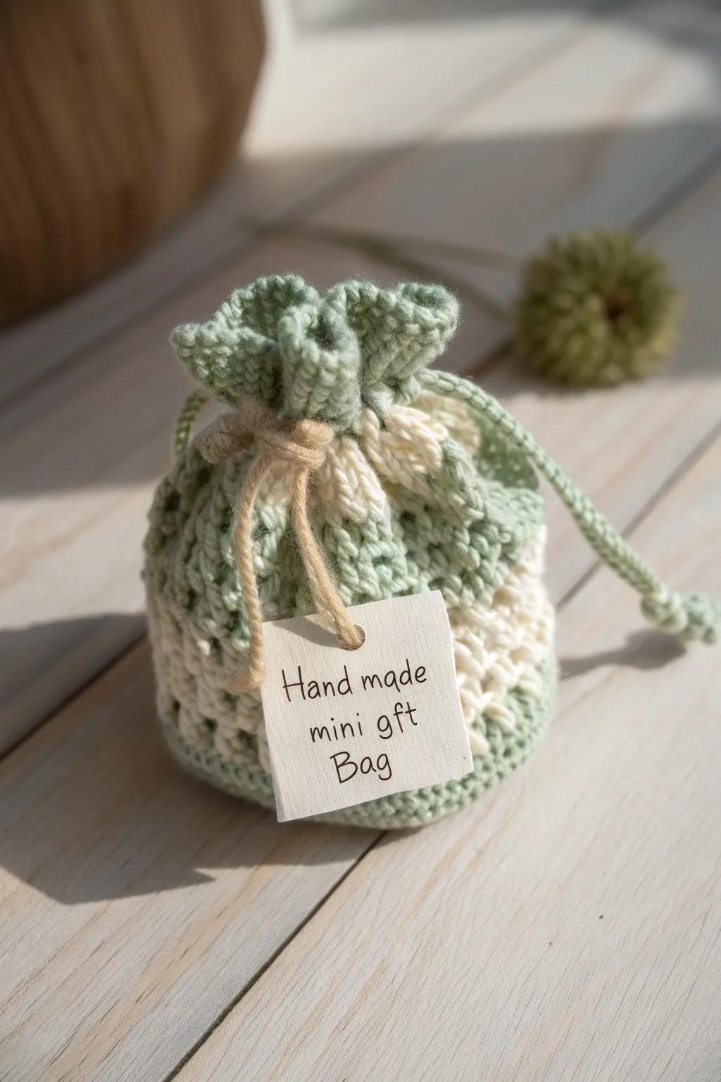 Charming crochet mini gift bags perfect for hiding little treasures.