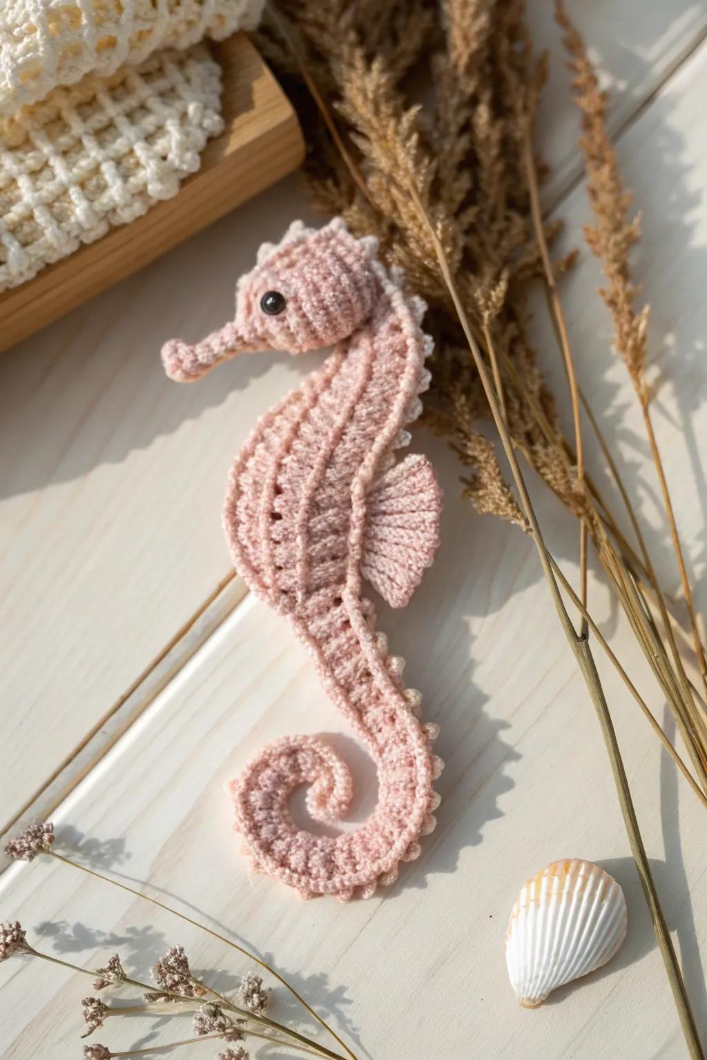Crochet sea creatures like starfish and seahorses add a splash of ocean magic.