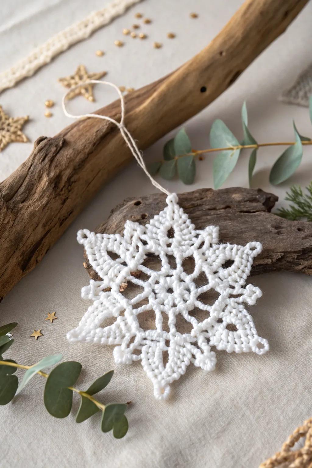 Intricate crocheted snowflakes that capture the essence of winter's beauty.