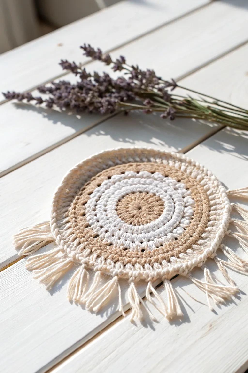 Handmade crochet coasters that combine utility with artistic flair.