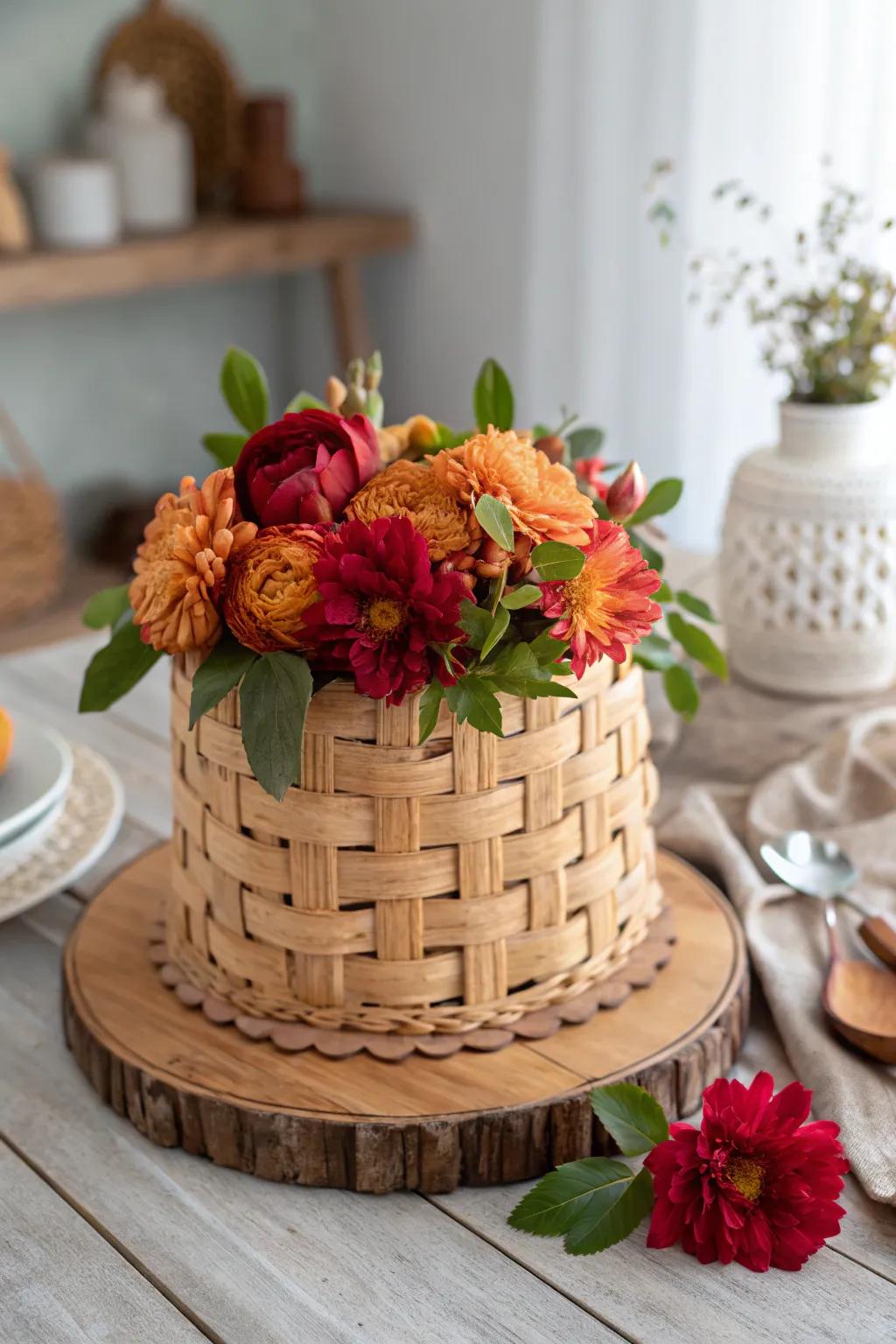 Create a bold statement with a brightly colored basket cake that energizes any celebration.