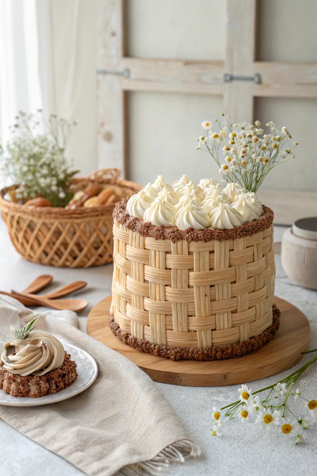 Explore the beauty of texture with detailed icing techniques on basket cakes.