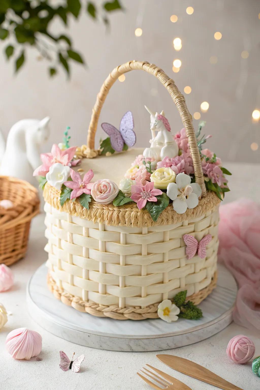 Transform your cake into a whimsical fantasy with imaginative decorations.