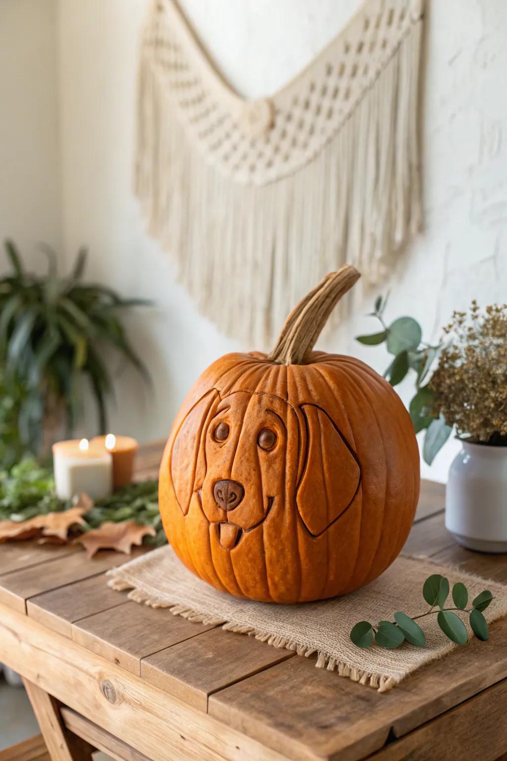 Honor your loyal companion with a heartwarming dog pumpkin carving.
