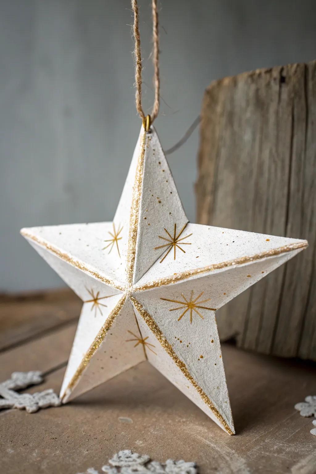 Bring sustainable style to your tree with handmade cardboard star decorations.