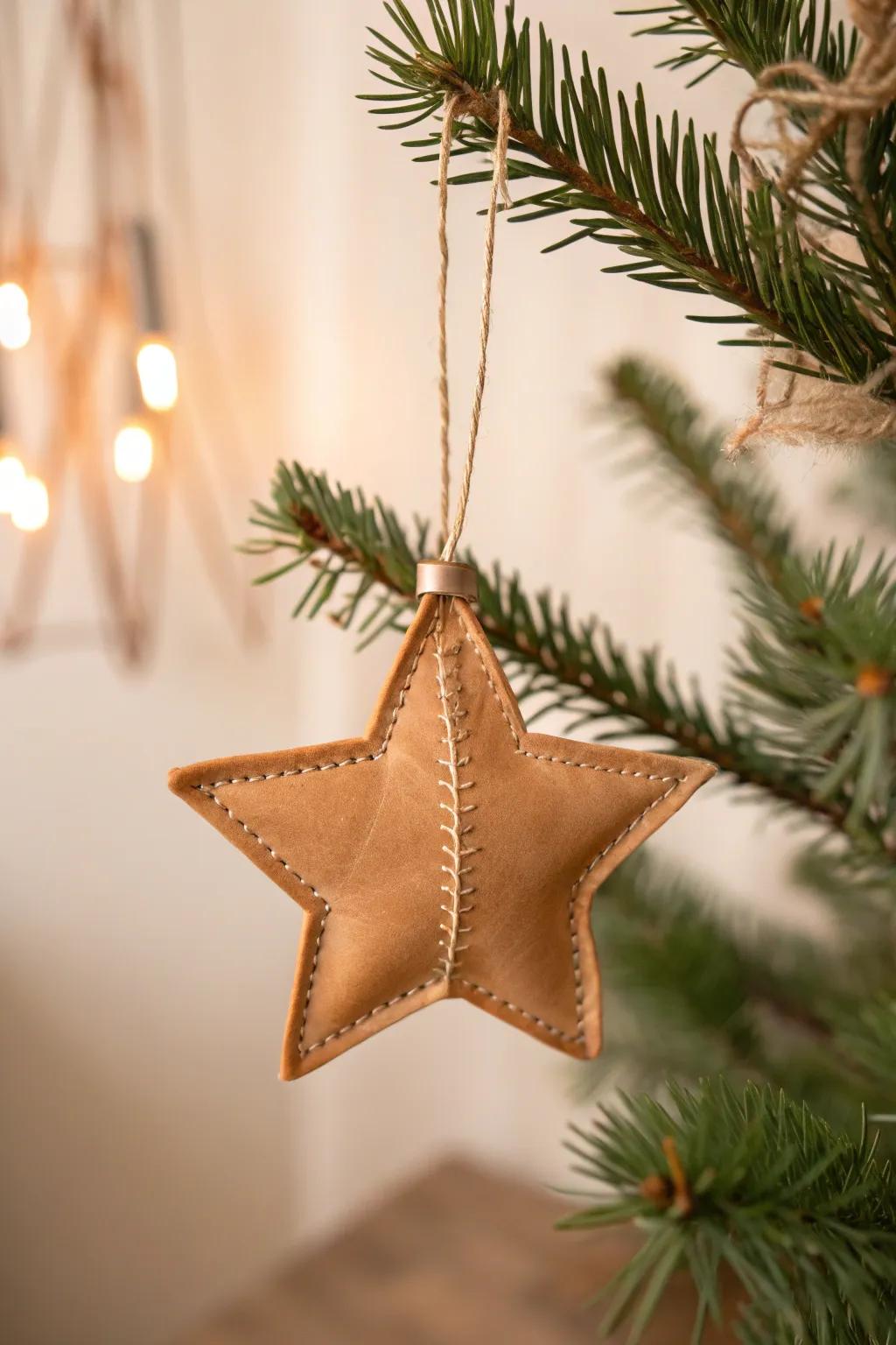 Add sophistication to your holiday tree with sleek, handcrafted leather ornaments.