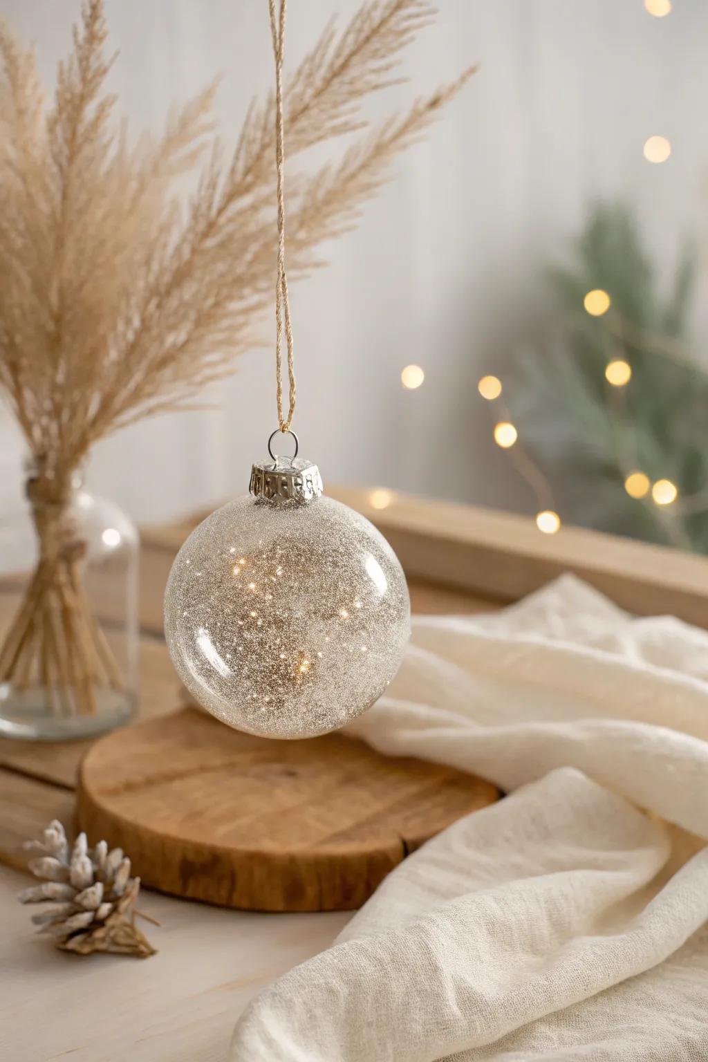 Bring shimmer and shine to your tree with DIY glitter-filled glass baubles.