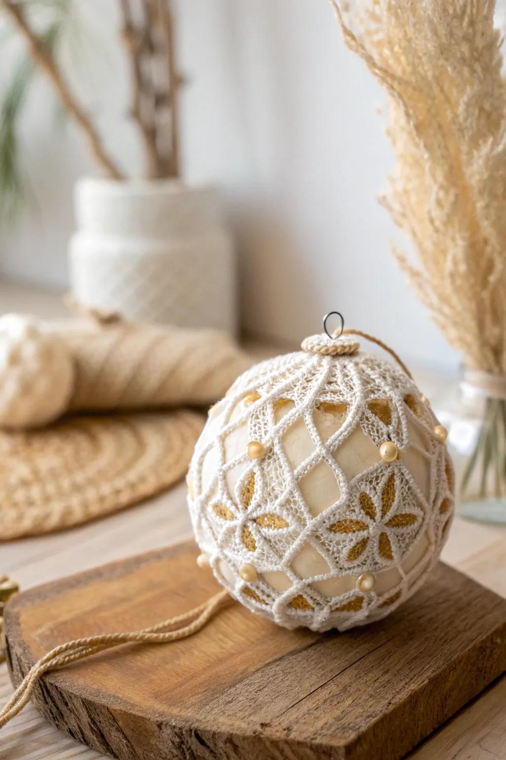 Handcrafted crochet baubles to enhance your holiday decorations.