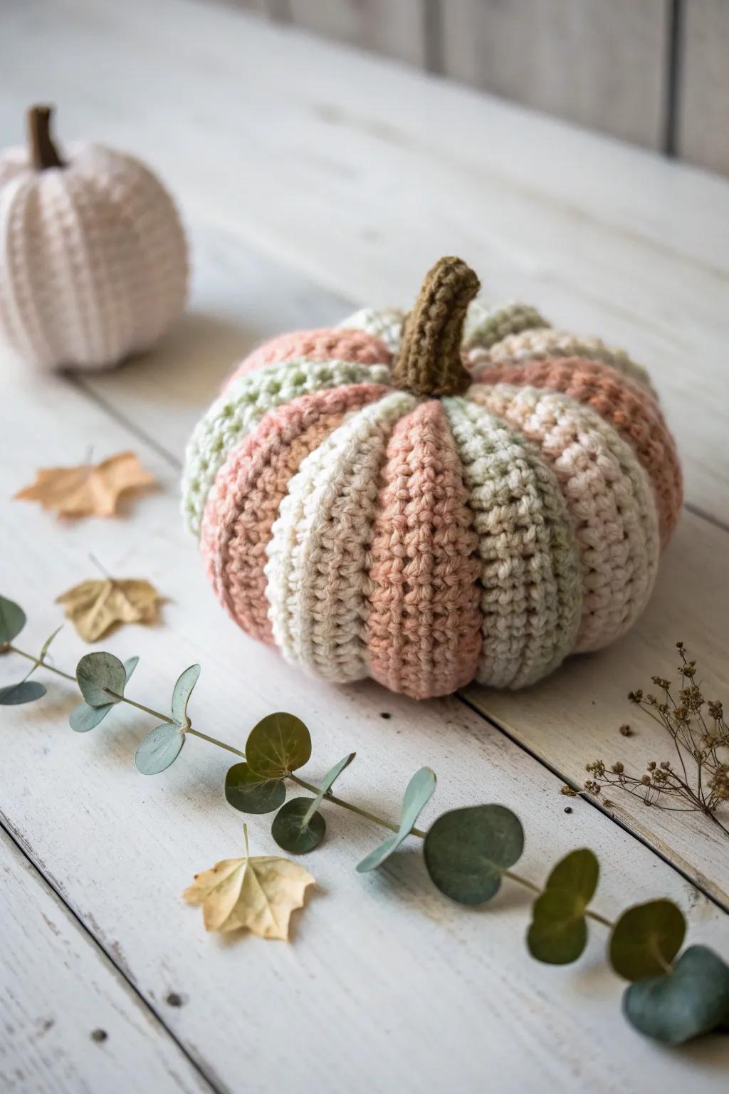 Add charm to your home with textured crochet pumpkins.