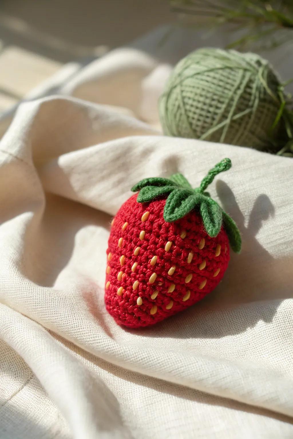 Brighten your space with adorable crochet strawberries.