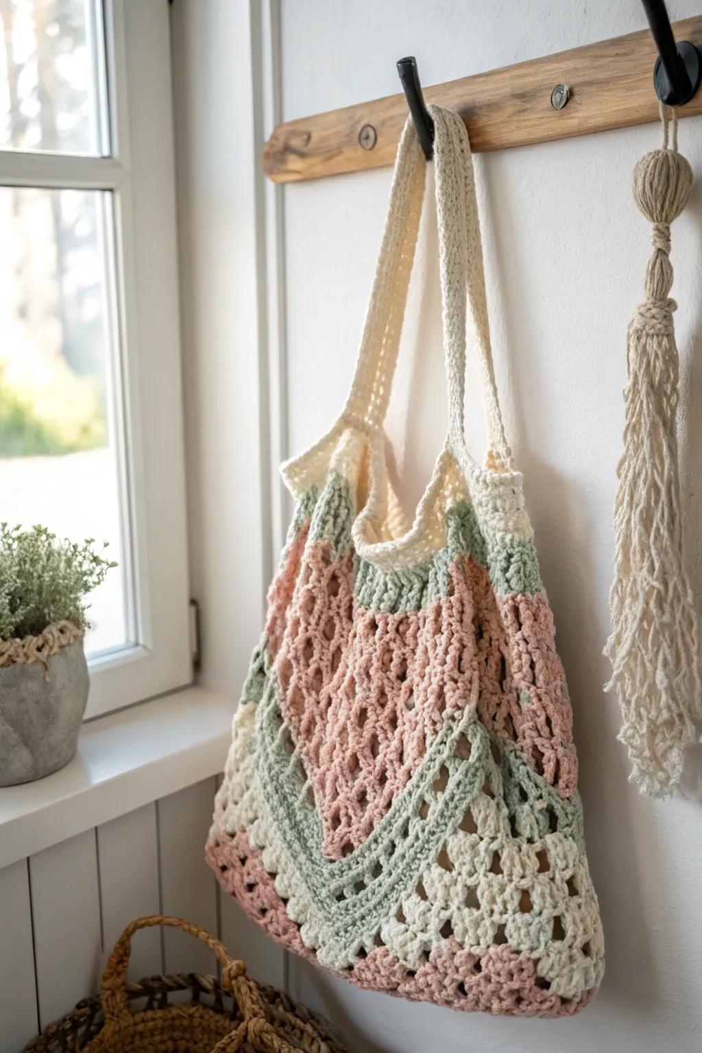 Eco-friendly crochet market bag combining minimalism and boho charm.